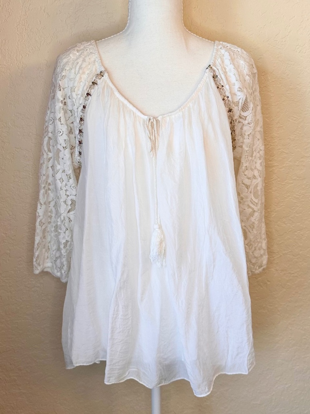 Bellambra 100% Silk Flowy Boho Style Blouse, Size L